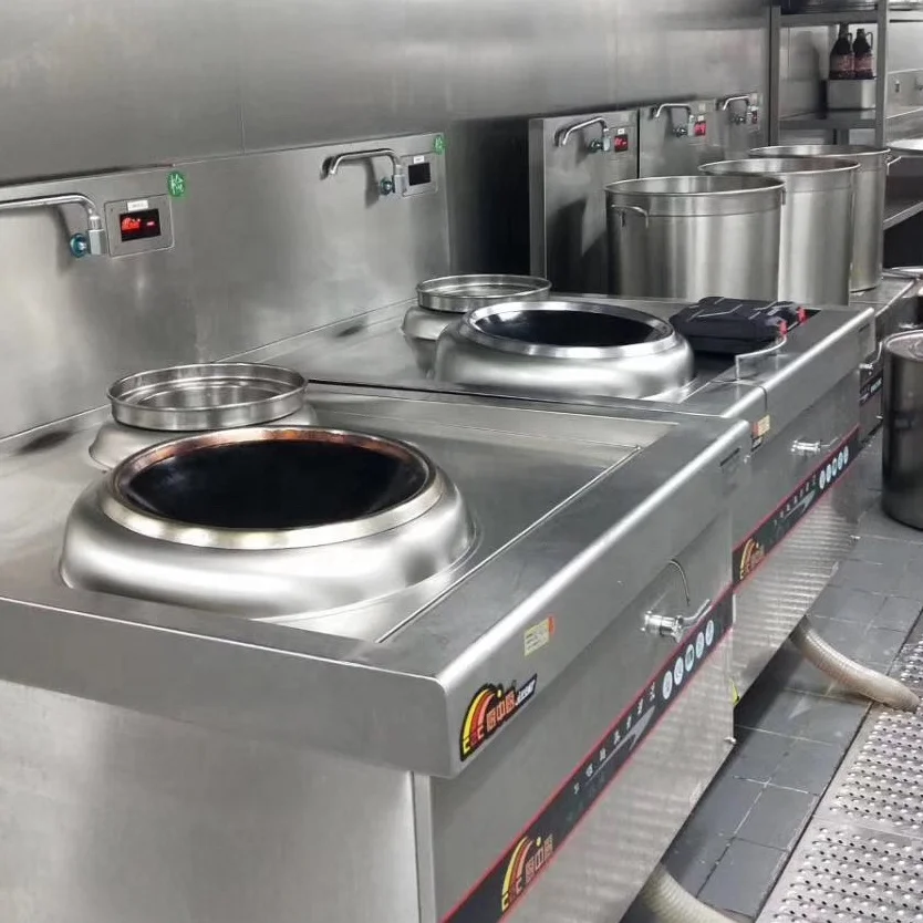 Commercial Frying Stove Industrial Freestanding Induction Electric 2 Burner Chinese Wok Burner Stove Cooker Wok Range Machine