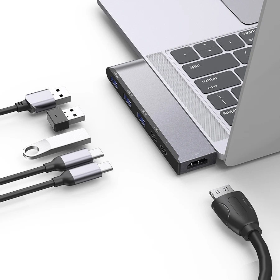 
Multiport 6 in 1 40Gbps Thunderbolt 3 Docking USB Type C to HDMI USB3.0 OTG Adapter USB Hub C 