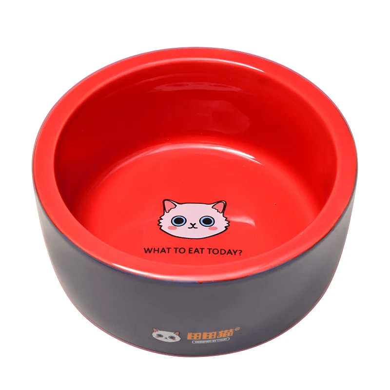 Round Shape Ceramic Pet Feeding Bowl Customized Design Dog Food Bowl Stoneware Non Slip Cat Bowl