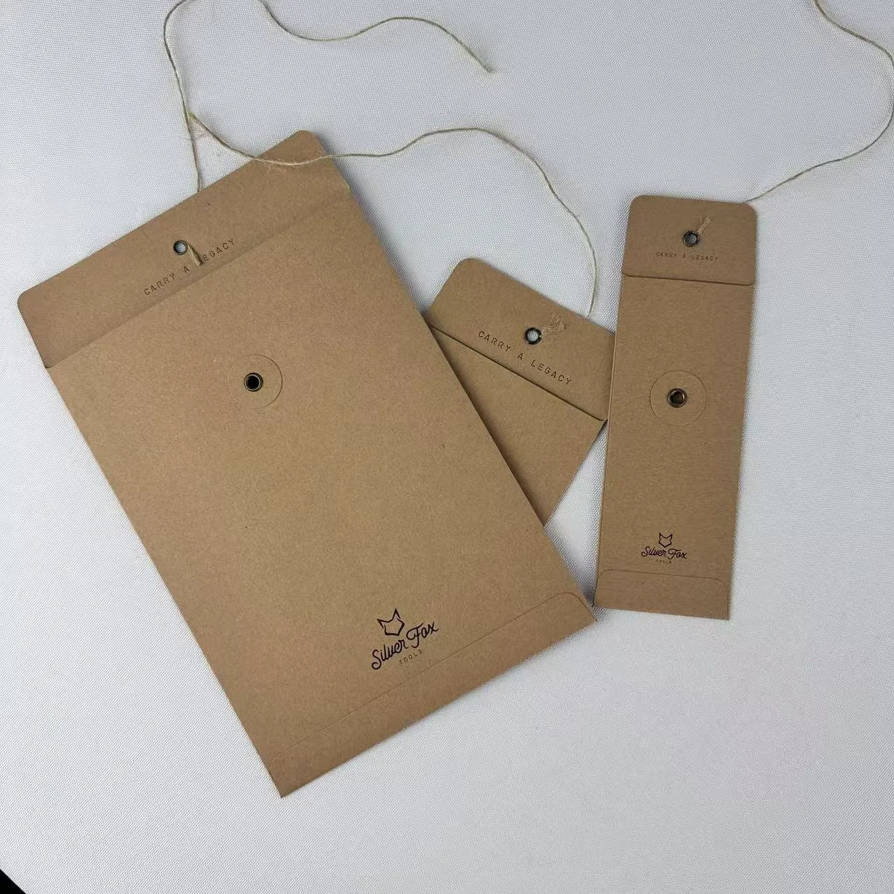 Custom Small Vintage Brown Kraft Paper String Envelopes Packaging Envelope Button and String Envelopes for Gift Card Holder