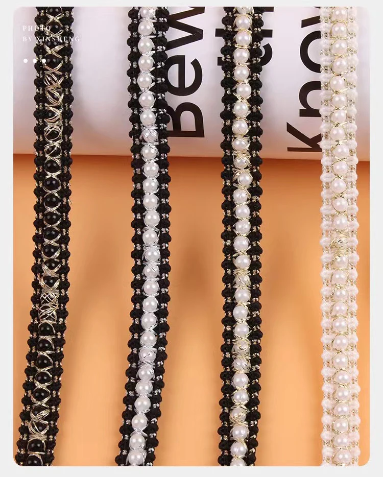 Filigree and pearl lace ribbon lace trim