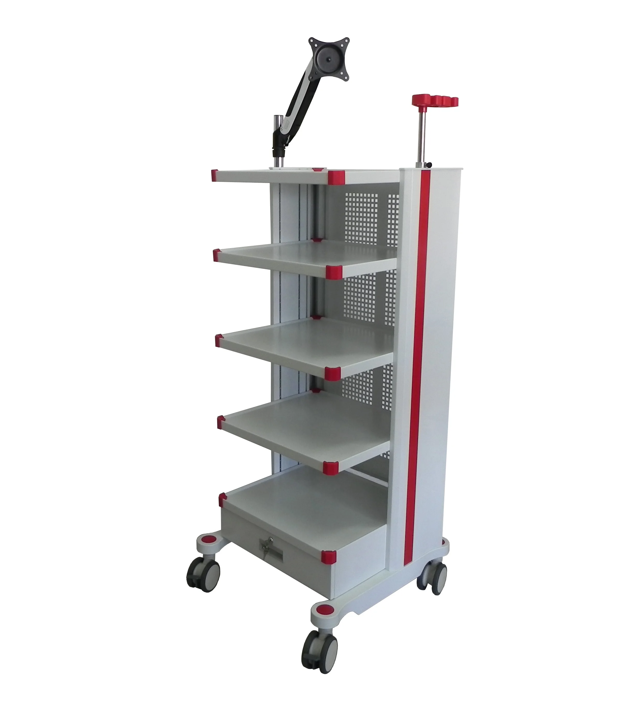GINEE MEDICAL Mobile Laparoscope tower 4 layer medical cart endoscopy endoscope trolley for sale