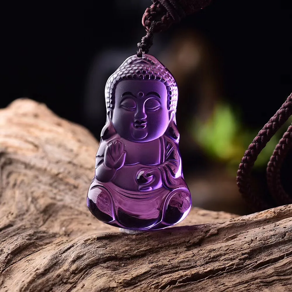 Wholesale natural high quality Amethyst carved face Buddha pendant