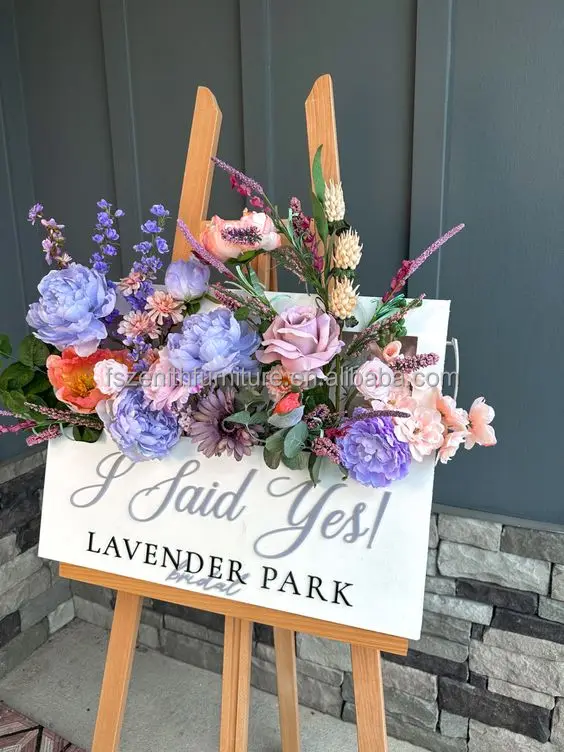 Party Reception Signage Board Flower Box Wedding Welcome Sign Stand For Front Door Entrance