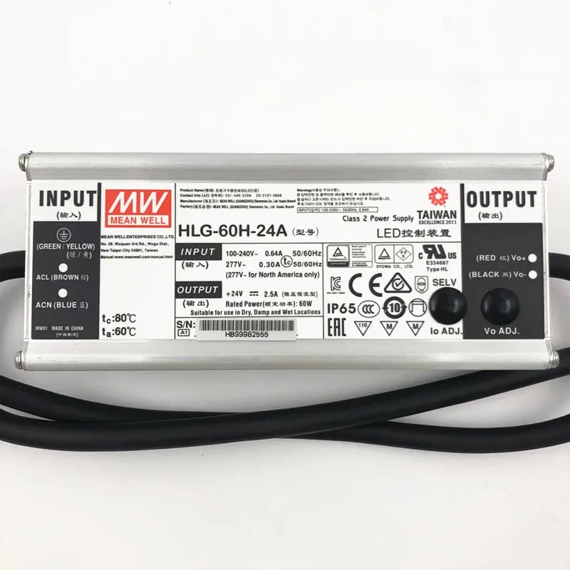 MEANWELL LED Driver HLG-60H 60W Adjustable Switch Power Supply Mean Well Waterproof Constant Current Led HLG-60H
