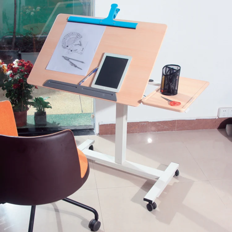 Modern Adjustable Height Wooden Art Desk for Home Office Elegant Graphic Design & Reading Tiltable Tabletop by Artist & Designer