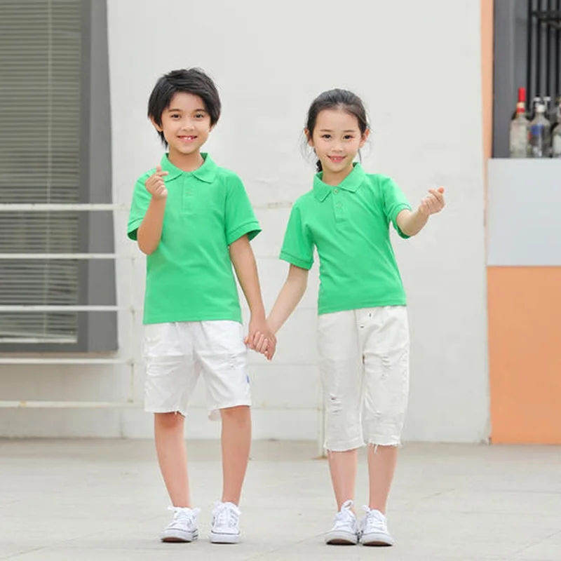Summer 100% Cotton Pique Boy Girl Polo Shirt ChilrenCustom Embroidery Print Kids Uniforms School Polo Shirt