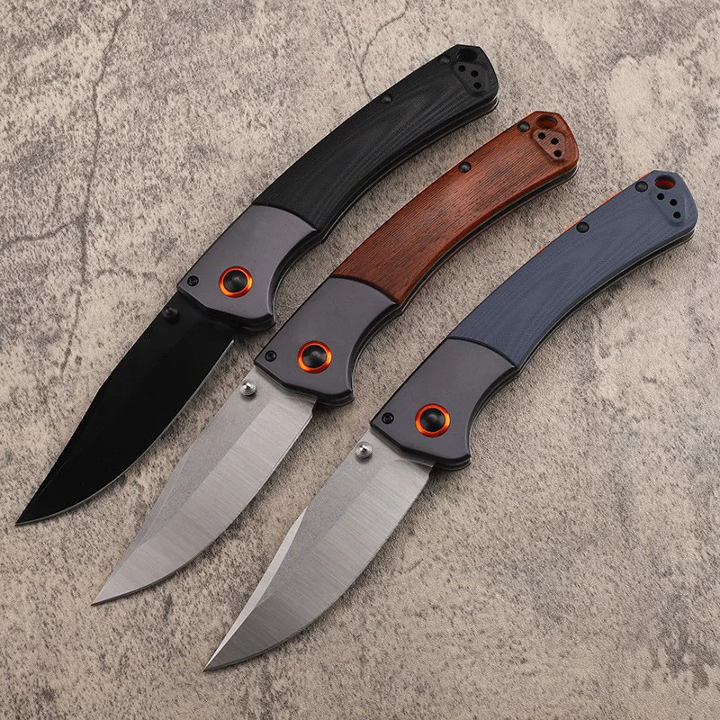 Awesome Quality Satin Black Blade EDC Sporting Knife 440C Bushcraft Pocket Camping Folding With G10 Handle
