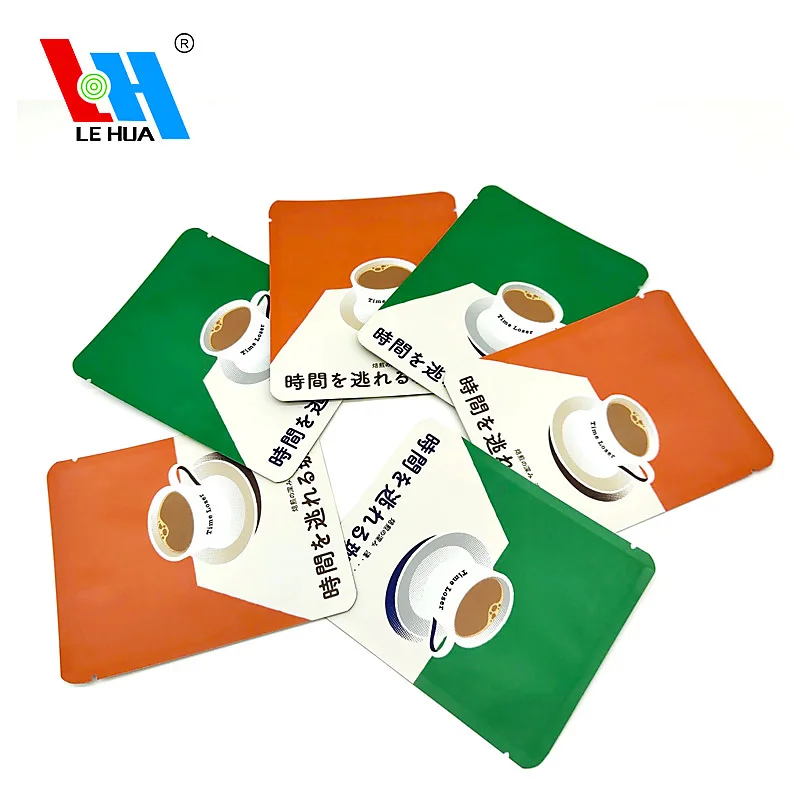Customized Printed Disposable Small Single Serve Empty Drip Coffee Bags Packaging Three Side Seal Pouch