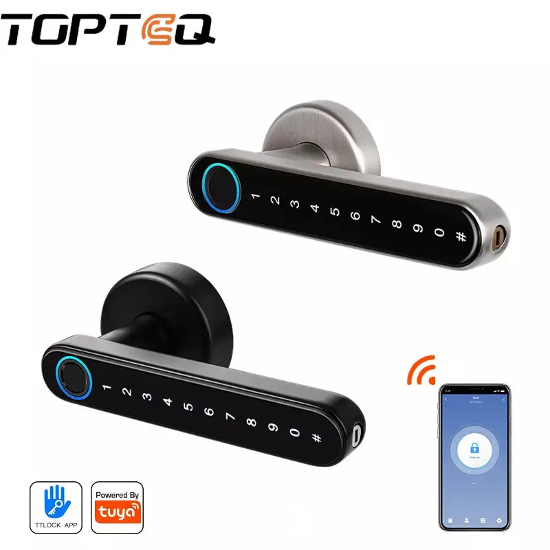 Smart Lever Lock Tuya Electronic Fingerprint Door Lock  Smart Handle Locks Ttlock