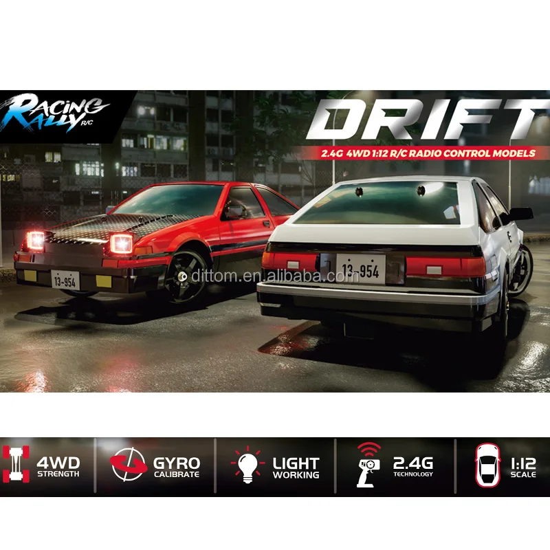 1/12 RC Drift Racing Car 2.4G 4WD Mini Remote Control Car 30KM/H High Speed Vehicle With LED Lights