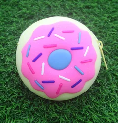Novelty cute innovatve gift  jelly silicone donut shaped  zipper wallet  change pouch coin purse for kids girls children