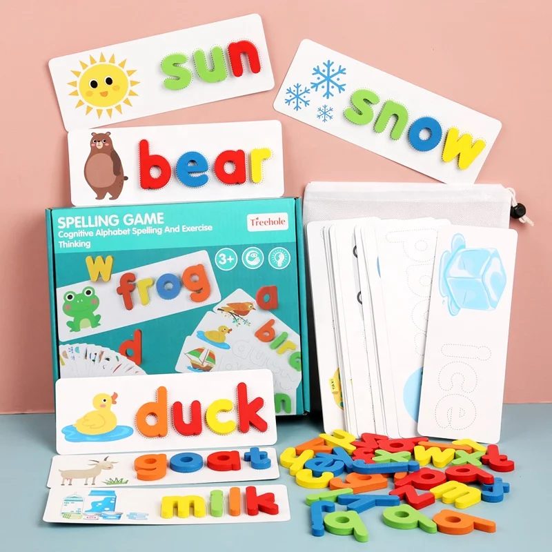 Hot Wholesale Wood Kids Alphabet Learning Educational Toy ABC Matching Word Letter Toys Game