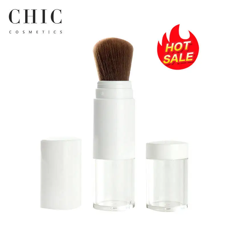 Private Label Portable OEM Makeup Beauty Setting Brush with 0.15oz Broad Spectrum SPF 30 ABS Sunscreen Powder Refillable Bottle