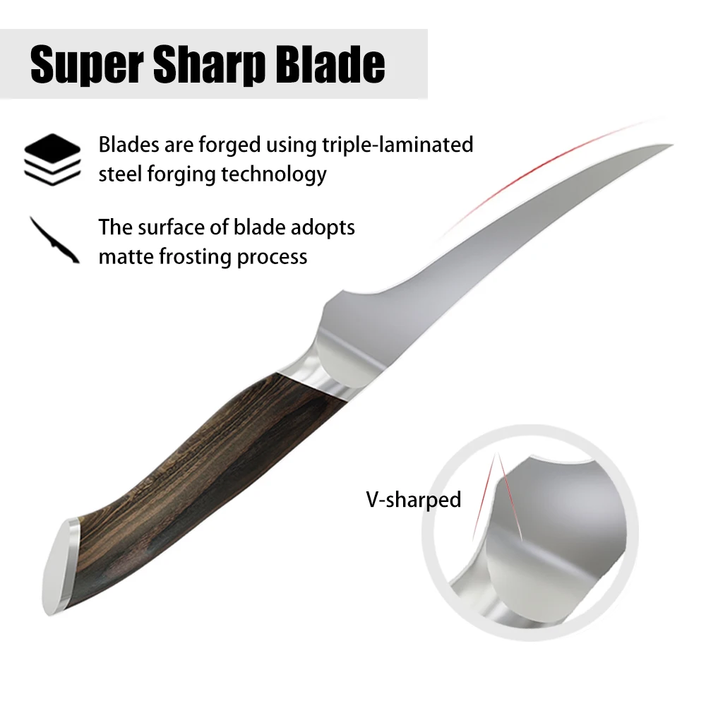 Factory Super Sharp Boning Knife in High Carbon  7 Inch Japanese Fish Knife German 1.4116 Steel Fillet Knife