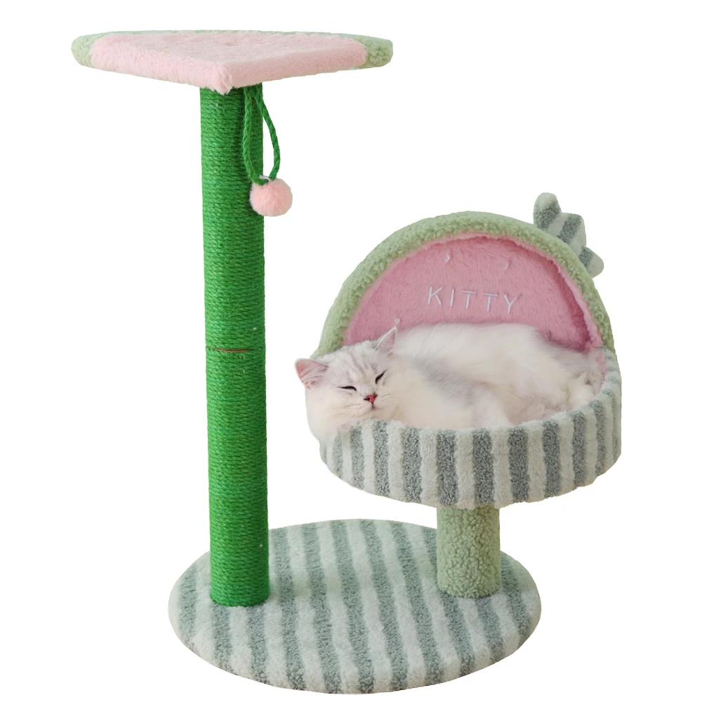 2023 Top Seller Hoopet Simple Indoor Jump Platform Bed Cat Tree With Sisal Post Hanging Ball