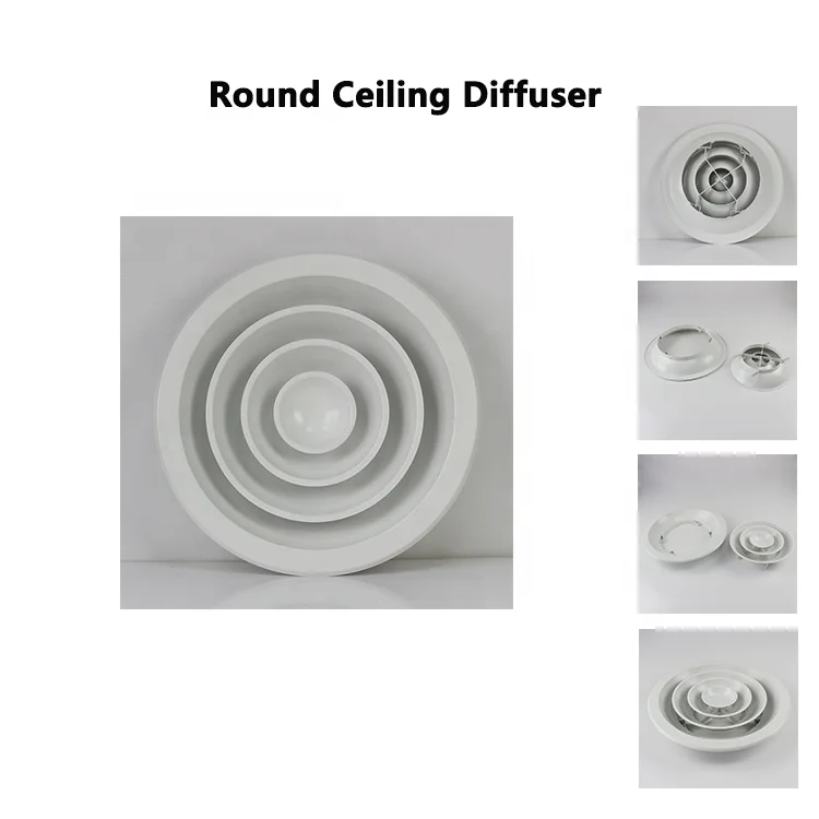 Aluminum air conditioning system circular ceiling air diffuser with detachable core