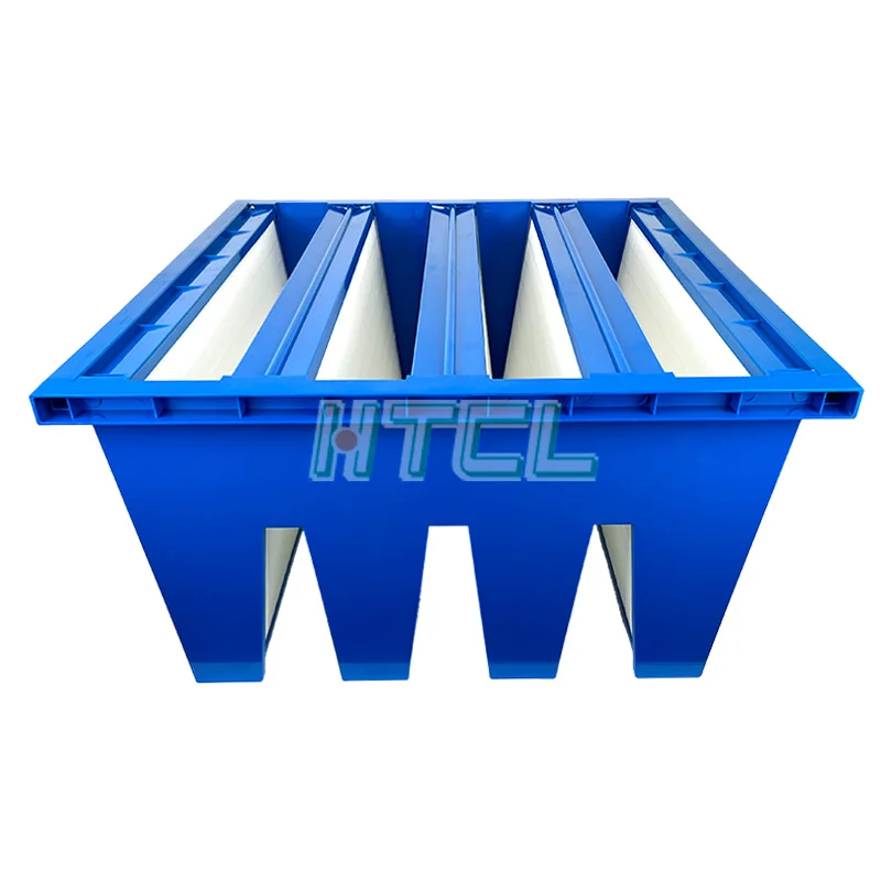Customized Compact Filter V Type Plastic Frame Fiberglass Air Purifier V-Bank HEPA Filter For HAVC System