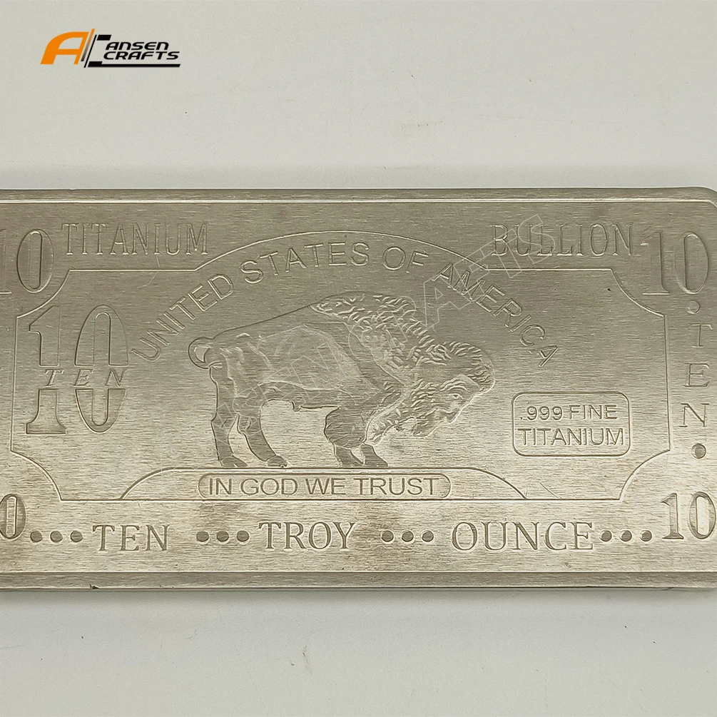 Metal Art Display 10 Troy Ounce .999 America Buffalo 10 oz Titanium Bullion Ingot Pack with an Opp bag for School Use