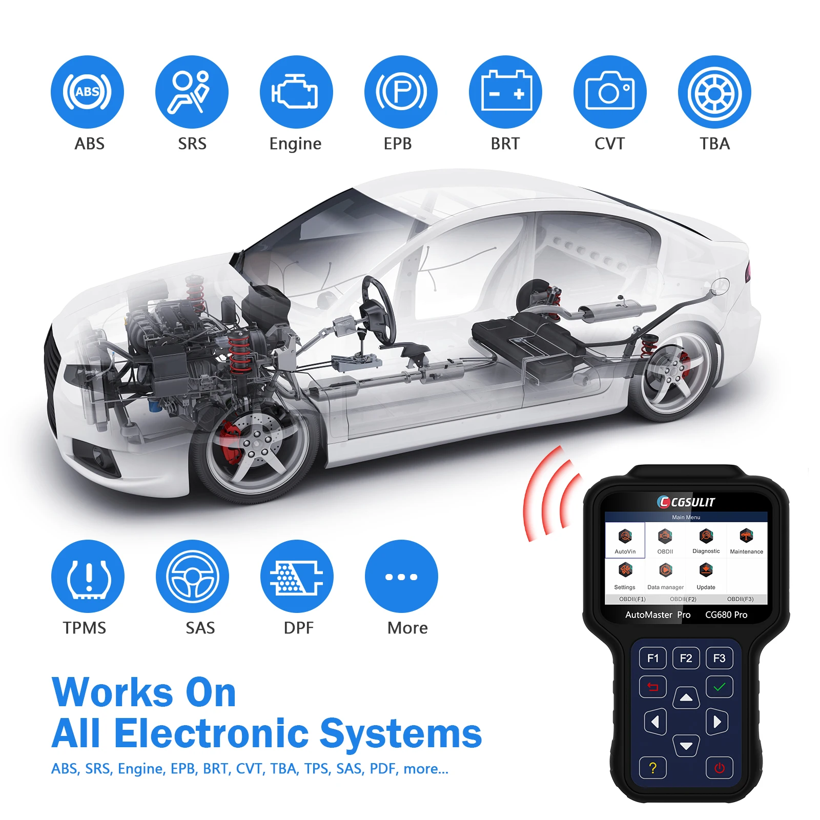 New Cgsulit CG680 Pro Full System All Makes Diagnostic Scanner