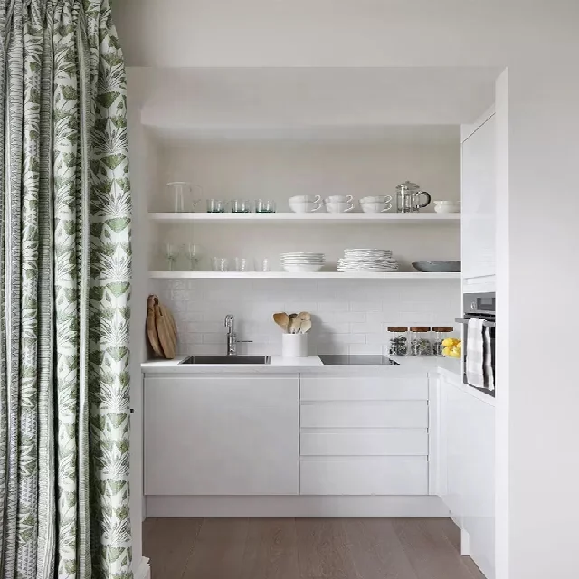 Modular Kitchen Cabinet Modern PVC Laminate Chest with Mirror Complete Kitchen Set Customization