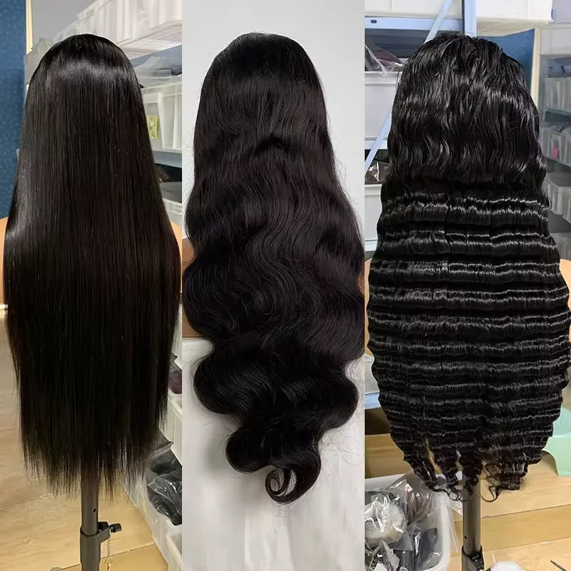 100% Brazilian Human Hair 13x4 250 Density Transparent High-Definition Lace Wig 13x4 Lace Front Wig Deep Wave Style Long Length