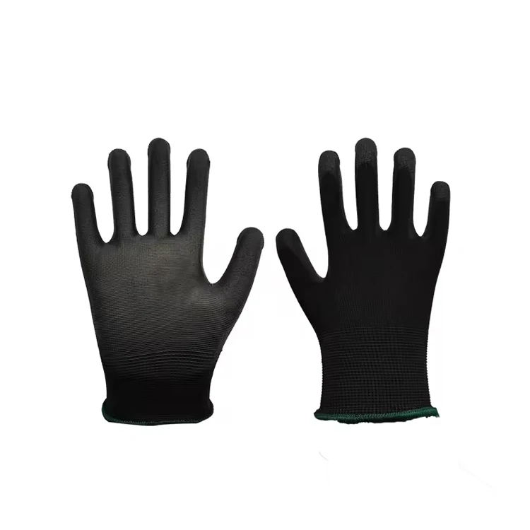 SunnyHope Hot sell Durable Breathable Black PU Coating Palm dipped Anti-Vibration Construction Gloves esd pu gloves