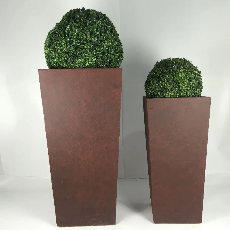 Handmade Sets of Taper Shape Cement Flower Pot with Original Green OEM Customized Europe Style POT Floor Color Plant