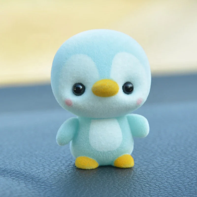 3D Plastic Penguin Action figure Flocked toy , Cute Animal Soft Plastic Flocked Figurine ,Make Lifelike Animal Flocked Figure
