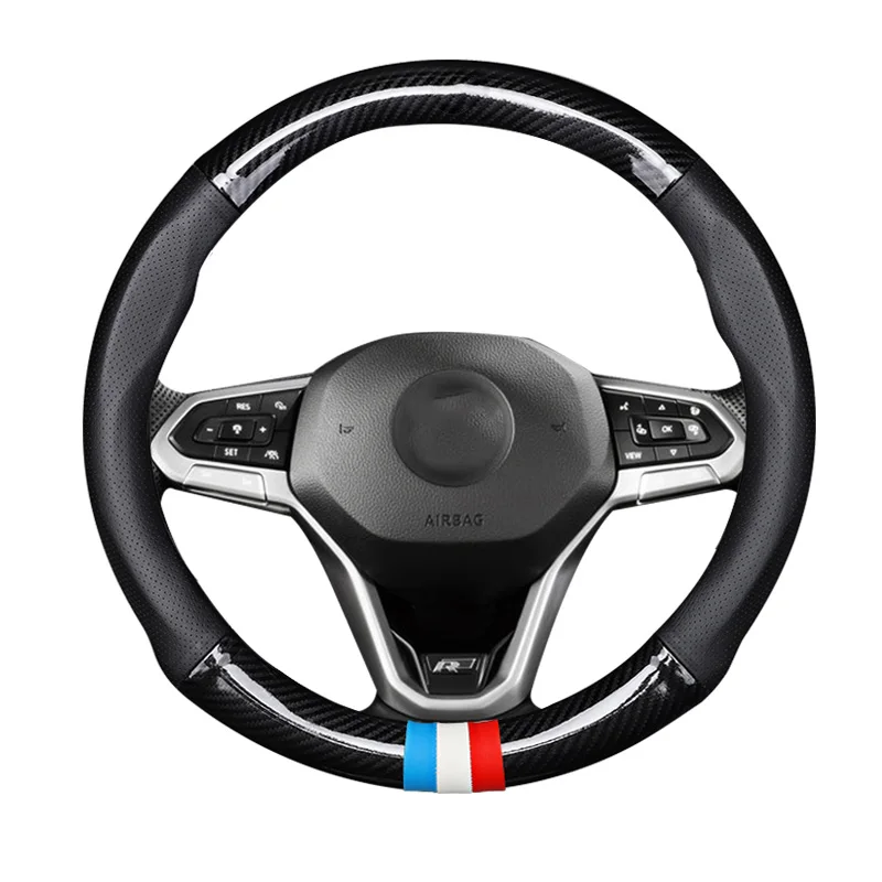 Car Steering Wheel Cover for Toyota Corolla Fortuner Sequoia Auris Avensis YARIS Vios Celica 86 Carbon Fiber Leather Accessories