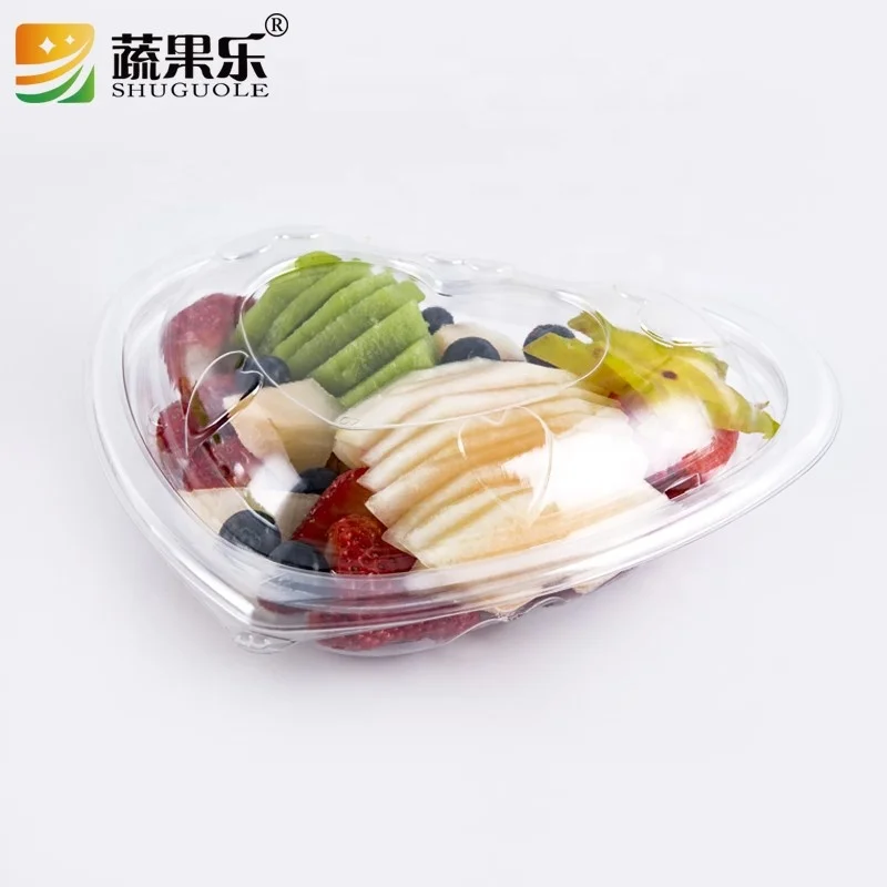 High Quality Heart-Shaped PET Plastic Container with Lid Eco-Friendly Disposable Clamshell Box for Fruit and Candy Salad