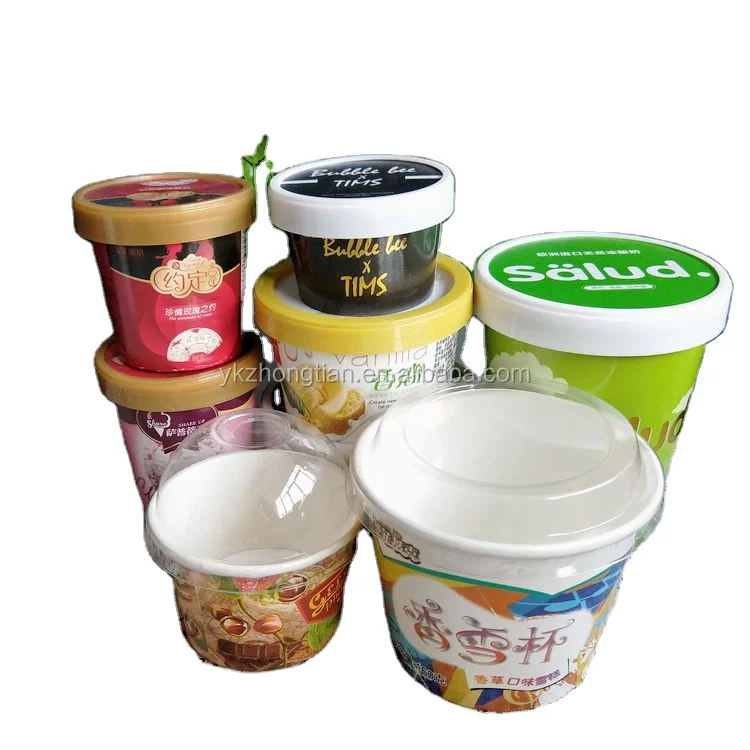 Custom Logo Printed ice cream container ice cream cups for Dessert Snack Frozen Yogurt Soup