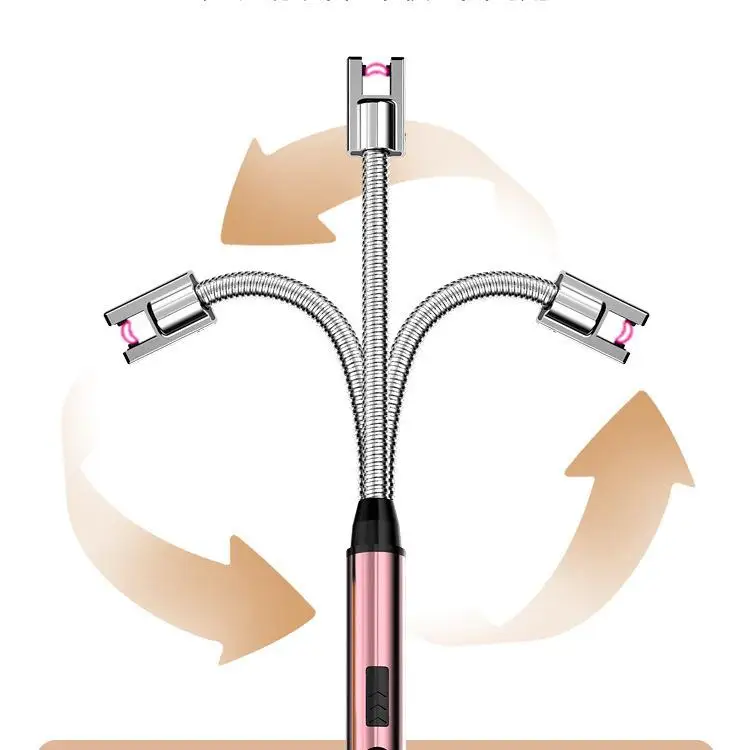 Long Flexible Electric Rechargeable Arc Lighter with LED Battery Display for Candles