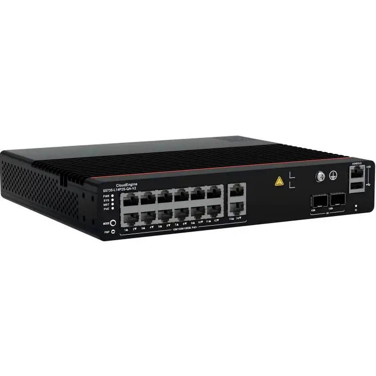 14*10/100/1000BASE-T порты 2 * GE SFP PoE + CloudEngine S5735-L14P2S-QA-V2 247 Вт сетевой коммутатор PoE