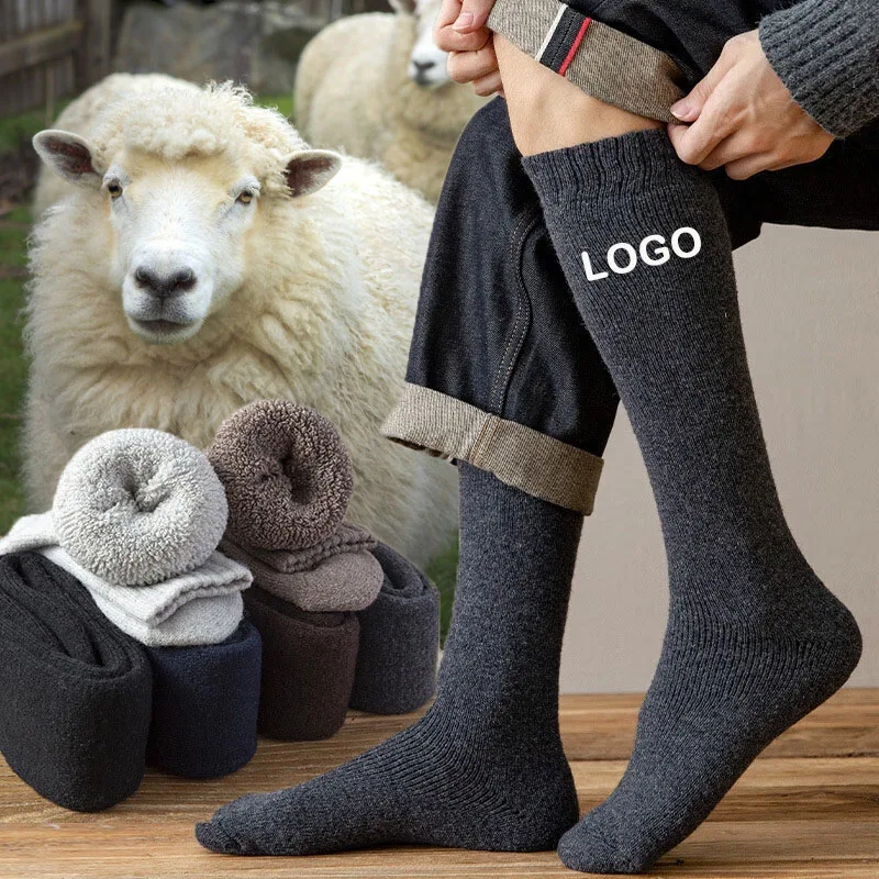 100% merino wool socks men warm thickened fuzzy socks wool long winter merino wool socks for men