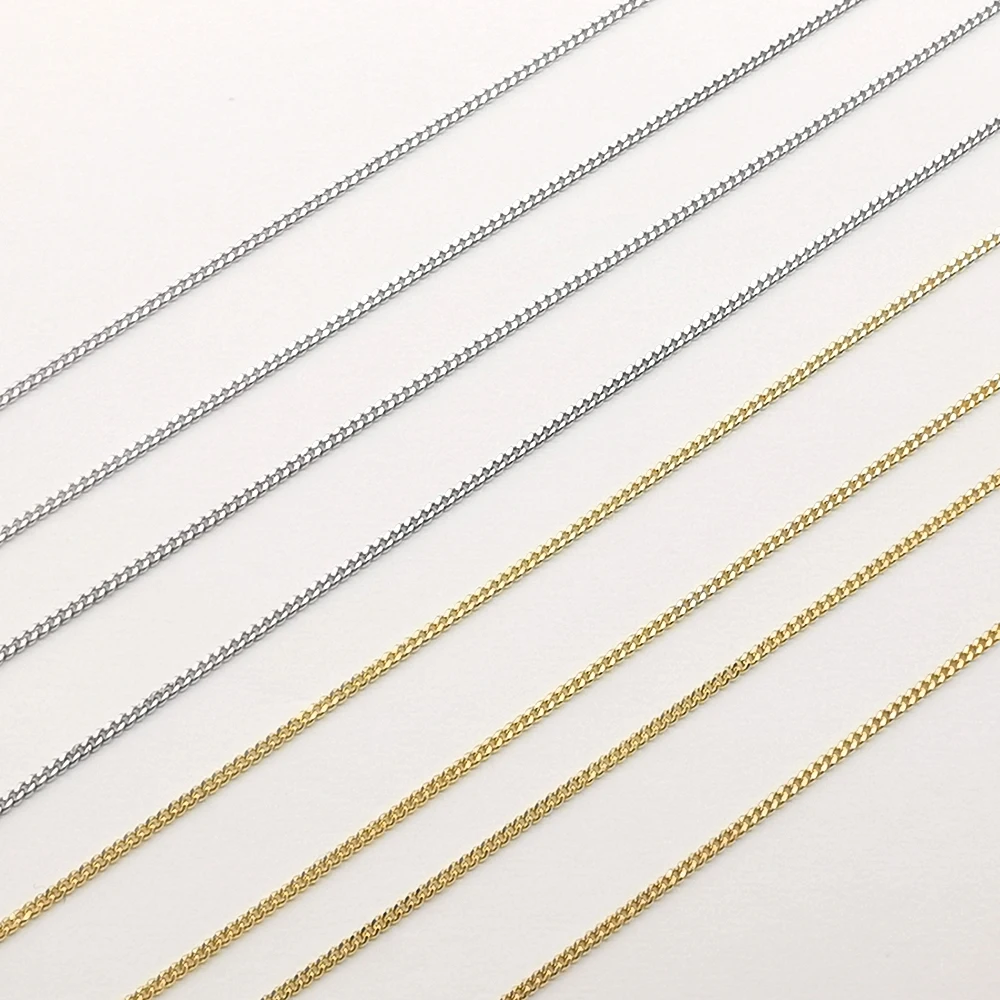 Classic Simple Real Gold Chain Dainty Curb Chain Necklace 9K Genuine Gold Chain for Necklace Jewelry
