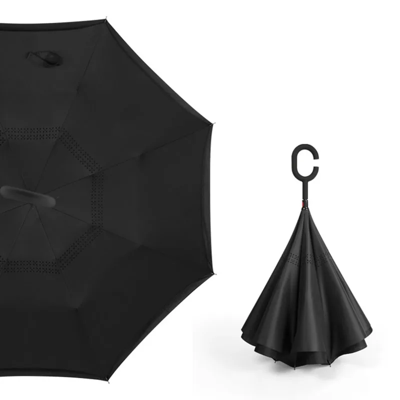 Reverse Car Umbrella Inverted Double Fiber Reflective Inverse Straight Umbrella