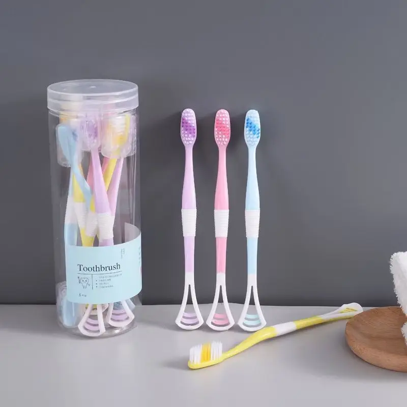 2022 цветная зубная щетка для языка мягкая щетина двойной эффект восемь зубных щеток скребок очистки и удаления налета