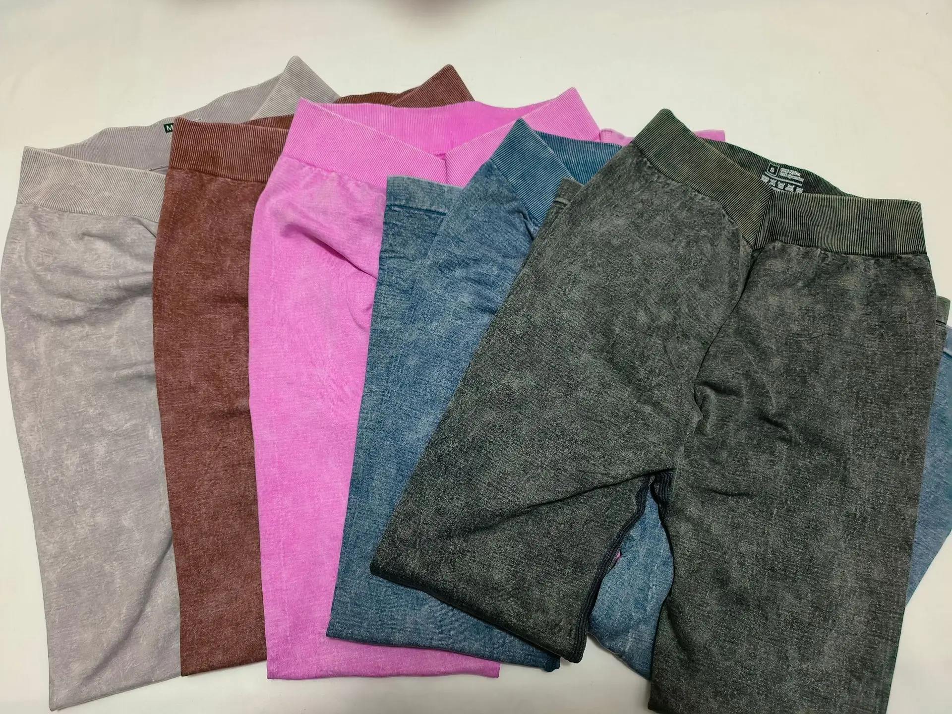 Custom Logo V Back Acid Wash Yoga Leggings Gym Fitness Wear Push Up Sport Leggings Sportswear Workout Running Yoga Pants Tights