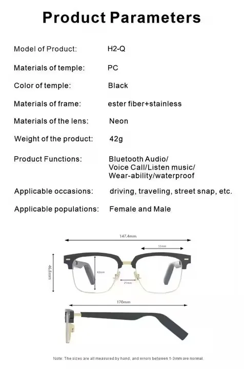 Bluetooth glasses High-End Audio Glasses Smart Wireless Bluetooth Hands Free Music Glasses