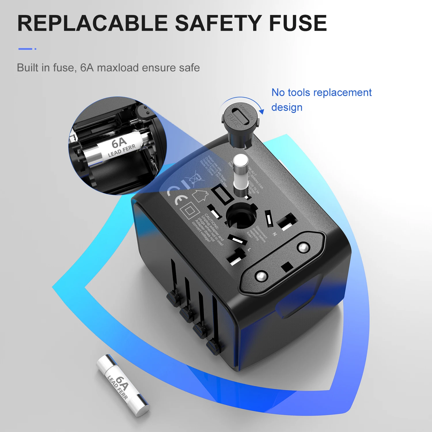 International Electrical travel Adaptor Socket Universal Travel Adapter with Type-C 3USB UK US AU EU Plug Travel Adapter