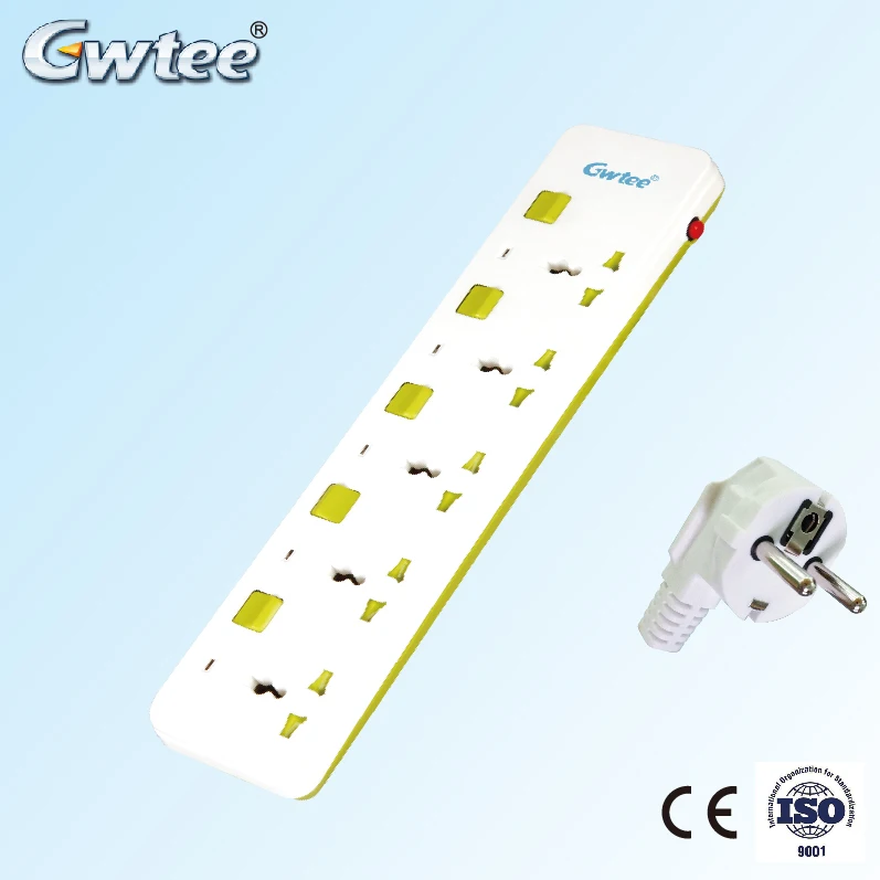 5  Outlet Surge Protector Power Strip with 5 independent switch button socket