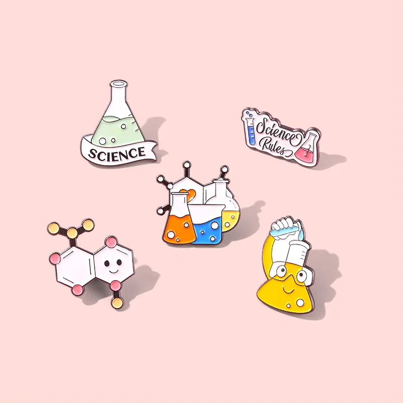 Custom Brooches Bag Clothes Lapel Pin Science Experiment Badge Element Molecular Structure Teacher pins Chemistry Lab Enamel Pin