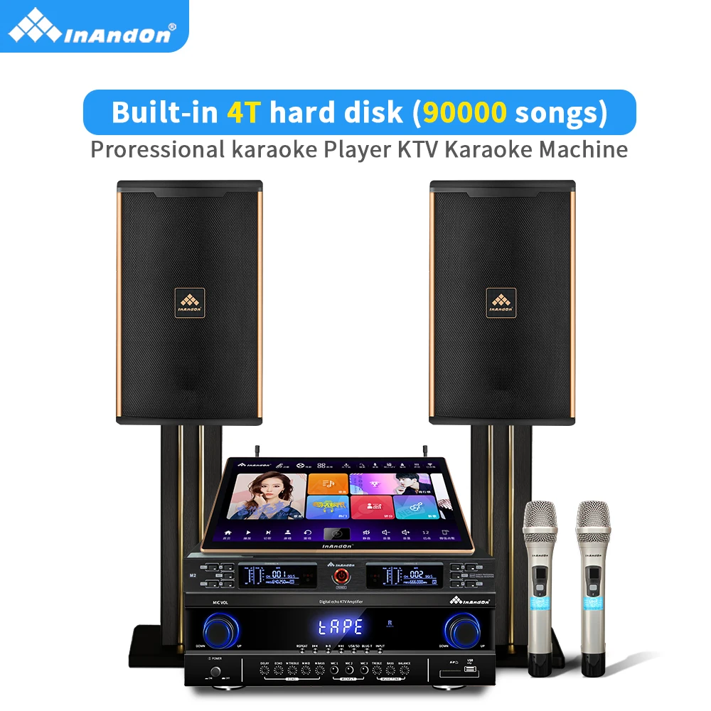 Multi-languages InAndOn Sing Karaoke System with Mic Amplifier and Speakers Powerful Karaoke Players KTV Karaoke Machine Set