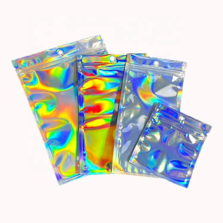 Фабрика в наличии, Прозрачные лазерные наушники, Аксессуары для мобильных телефонов, упаковка, пластиковая голографическая сумка на молнии