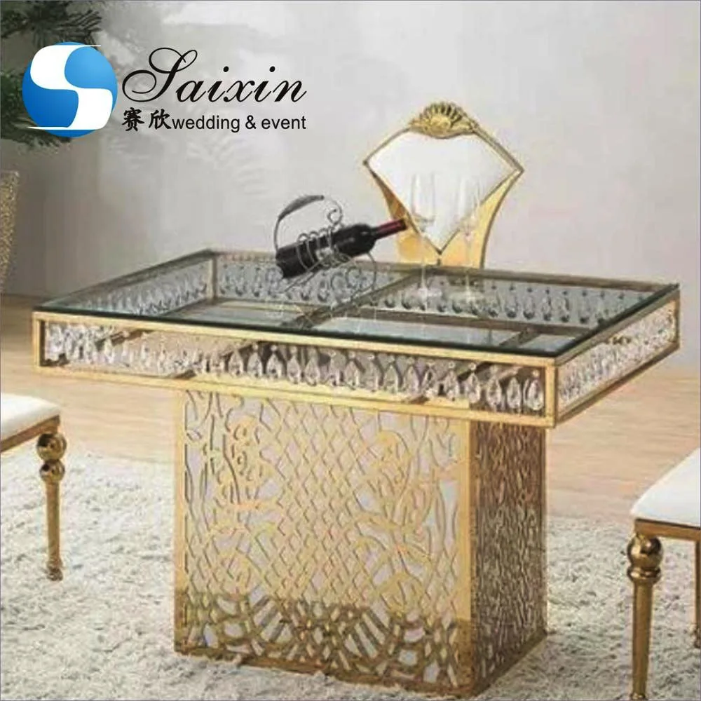 ZT-150G wedding furniture luxury stainless steel wedding table for events wedding crystal table