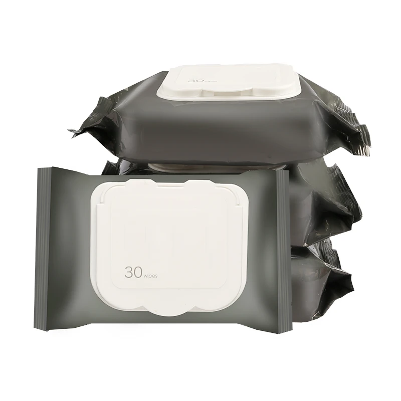 
PERFCT custom logo non-alcohol deep cleaning charcoal makeup remover wet facial wipes with black nonwoven 