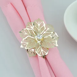 LJQ001, оптовая продажа, кольцо для салфеток из розового золота с цветком для свадебной вечеринки, Дня Святого Валентина, украшение для стола