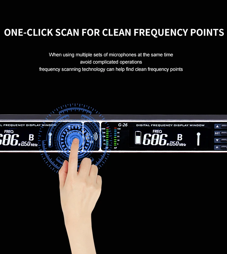 COKYIS G-26 Six Antennas 800M Dual Channel Long Distance True Diversity Receiving Wireless Microphone UHF Handheld Microphone