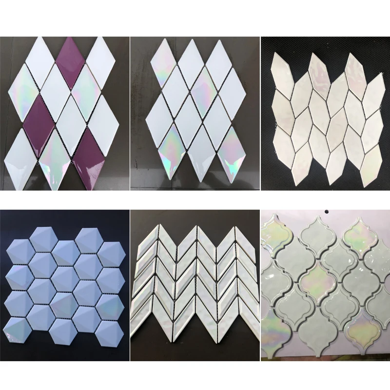Wholesale Price Outdoor Aqua Green White Blue Iridescent Crystal Glass Swimming Pool Mosaic Tile